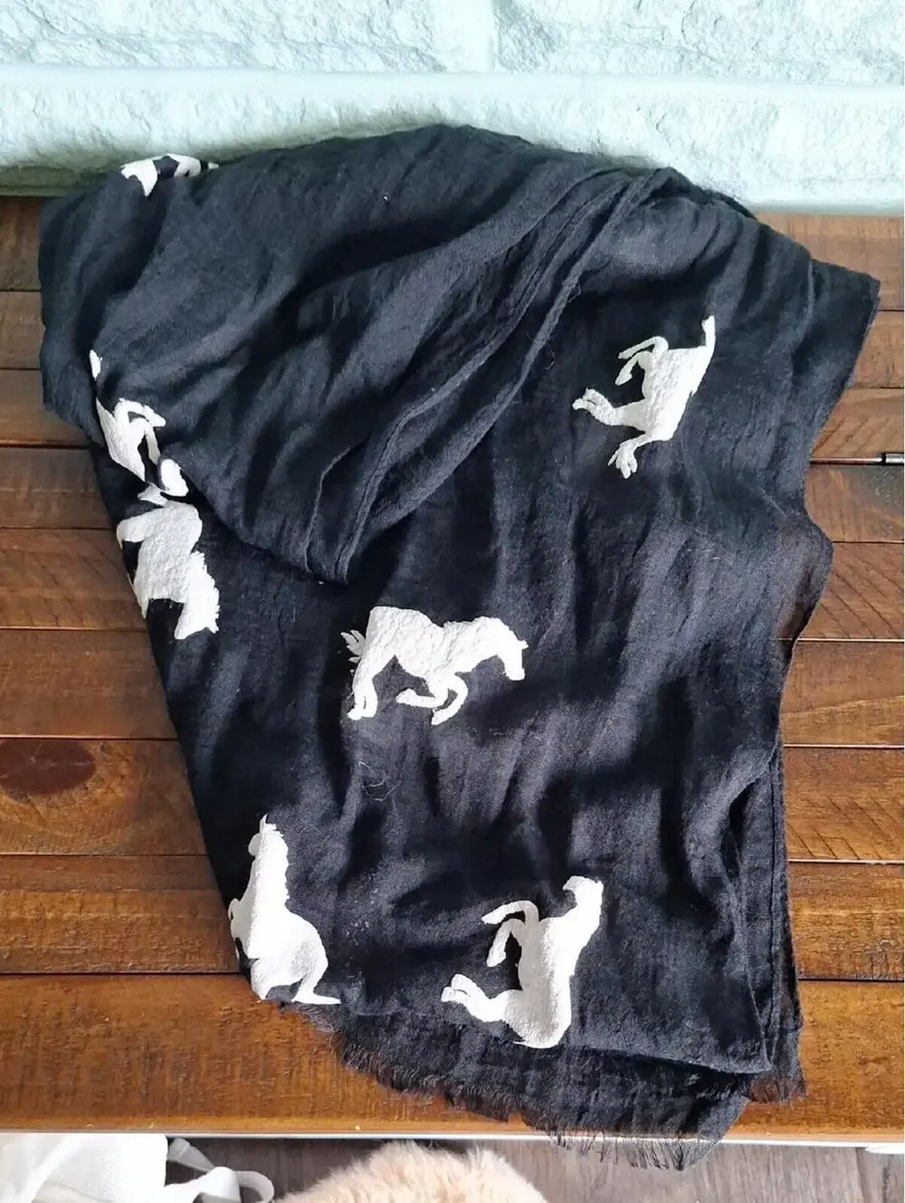 Black And White Horse Scarf